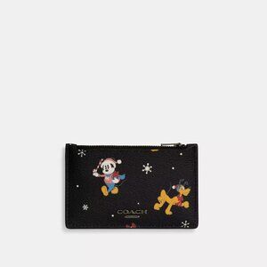 NWT Disney X Coach Zip Card Case With Holiday Print CM725